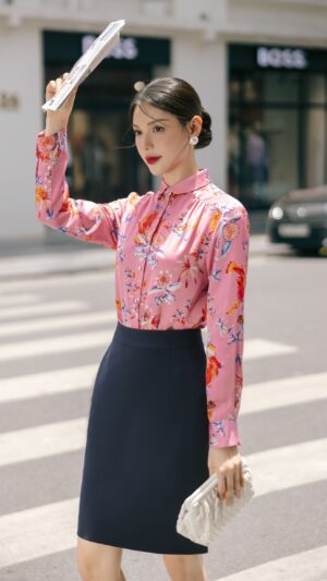 Váy căn bản cotton xanh đen
