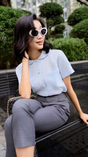 Quần cotton blend xanh xám