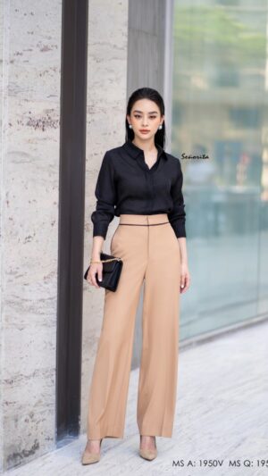 Quần ống suông viền lưng