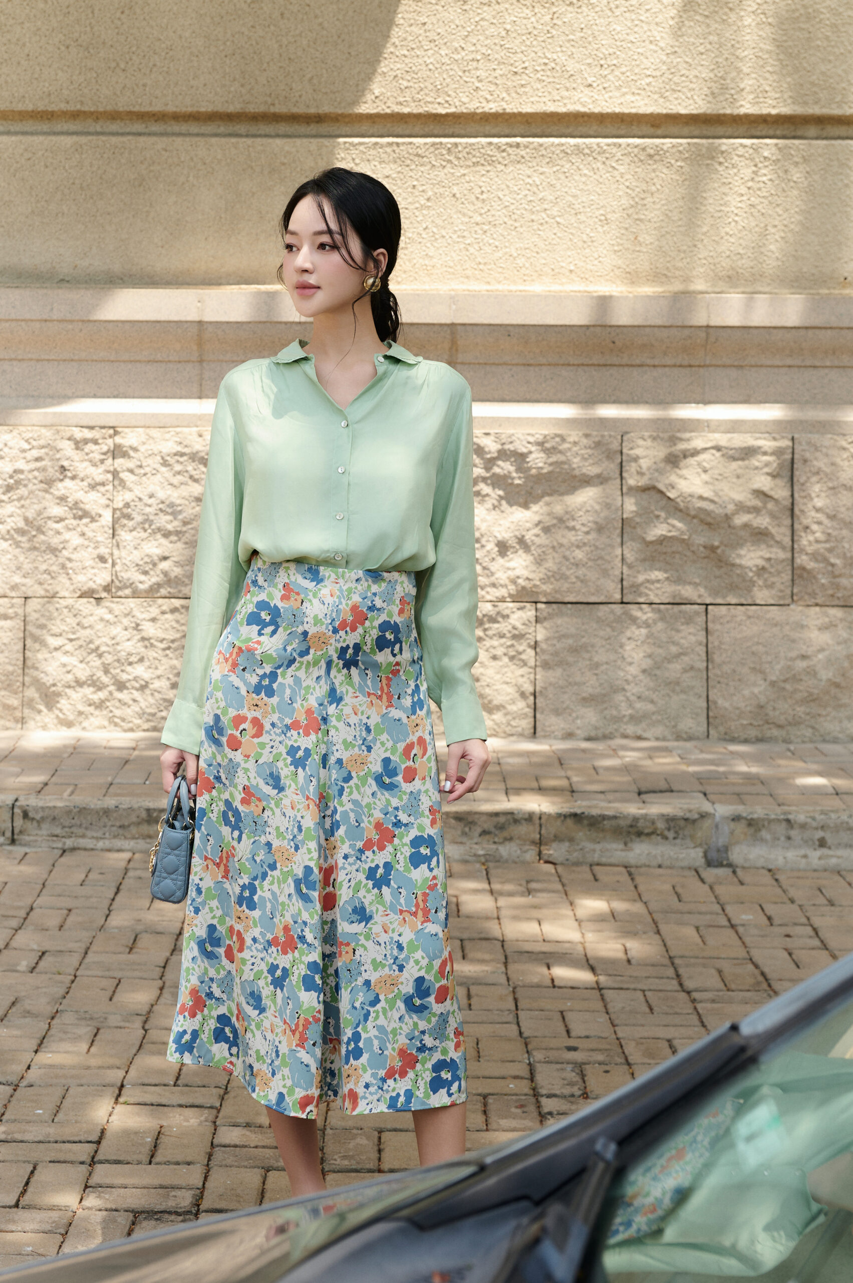 Áo sơmi cổ sen bèo cotton sợi tre - Hình ảnh 2