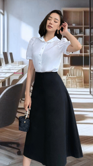 Áo cổ sen bèo tay ngắn