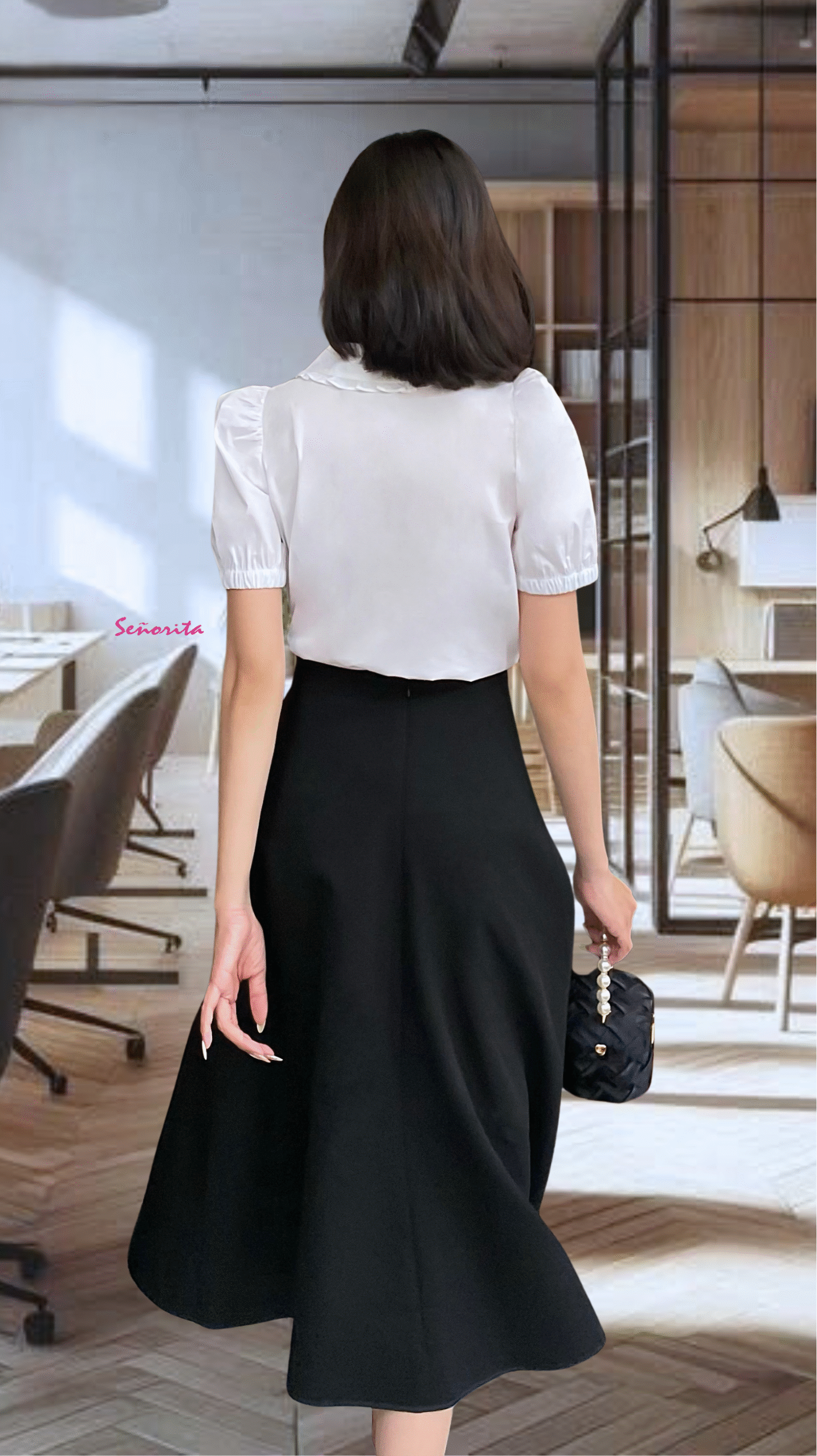 Áo cổ sen bèo tay ngắn - Hình ảnh 2