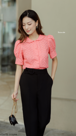 Áo tay phồng cổ sen