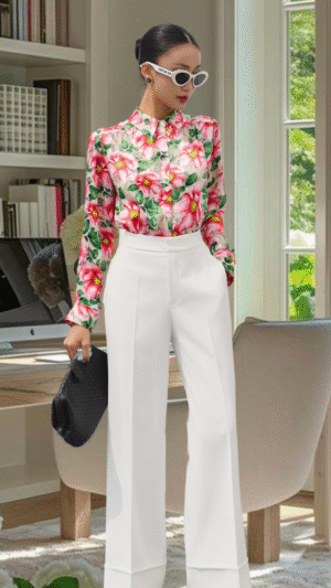 Quần ống suông cashmere lai V8 trắng