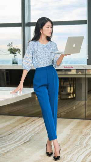 Quần tây căn bản xanh