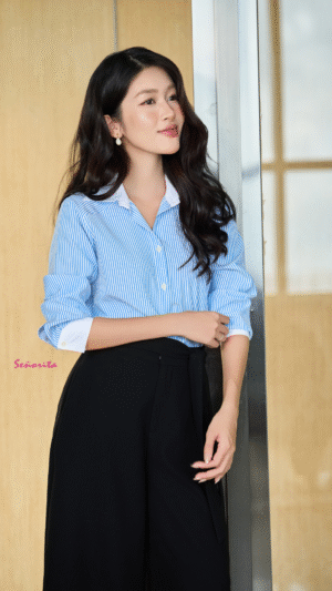 Áo sơmi sọc xanh