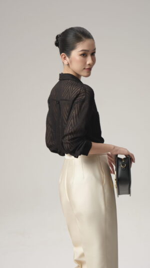 Quần dài taffeta kem